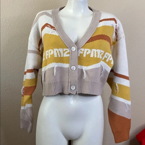 Rare FPMZ HARAJUKU y2k retro crop logo sweater *sold out* cardigan M❤️❤️ - Picture 2 of 8